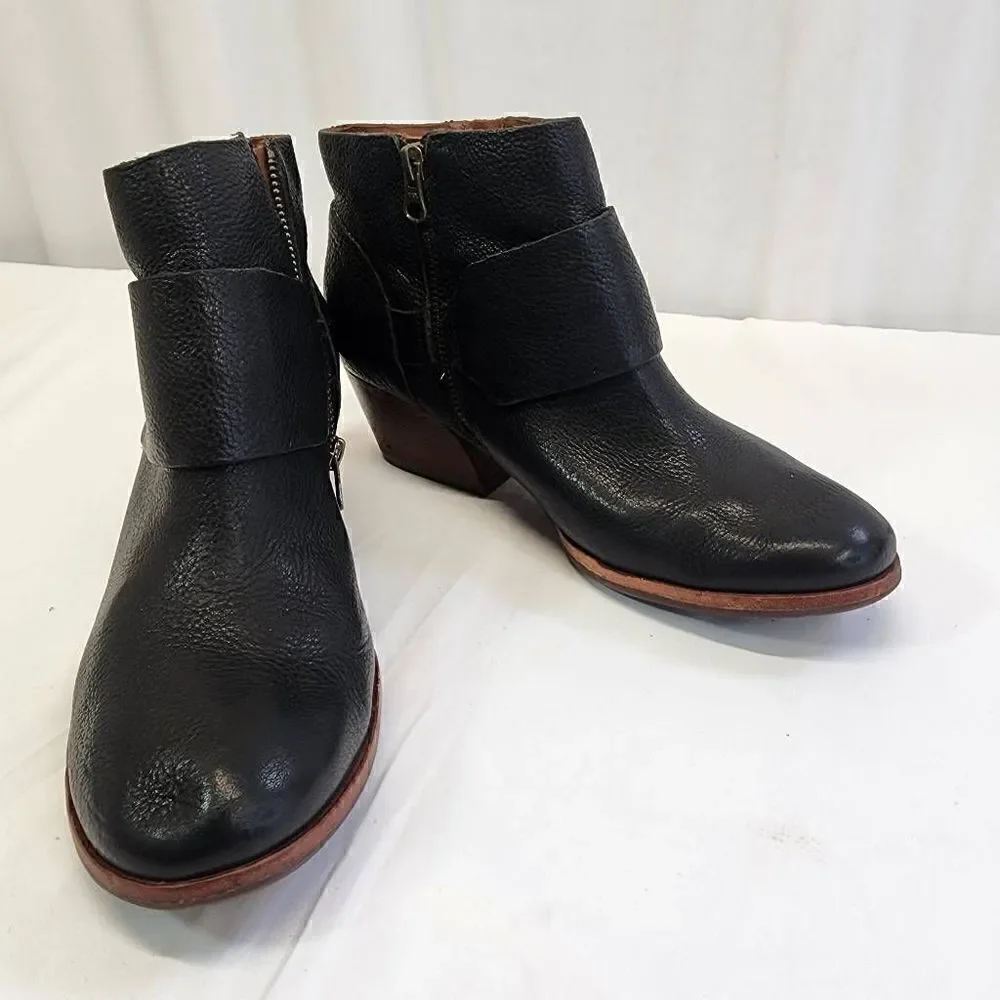 Kork Ease Boots Womens Isa Black Full Grain Leather Heeled Ankle Booties 7.5